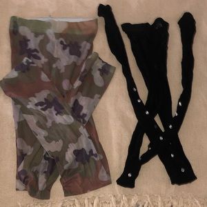 New Set Camouflage Legging & Fishnet With Studs